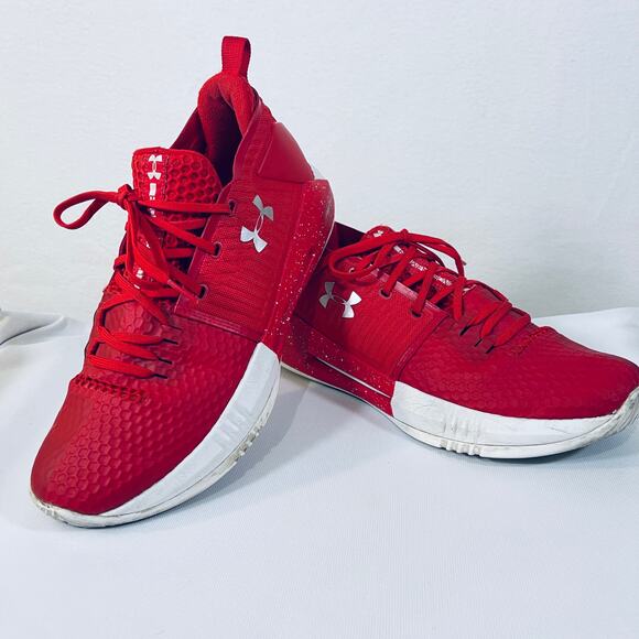 Under Armour Basketball Sneakers Mens 10.5 Drive 4 Low Red Mid Top Shoe Trainers - Picture 1 of 14